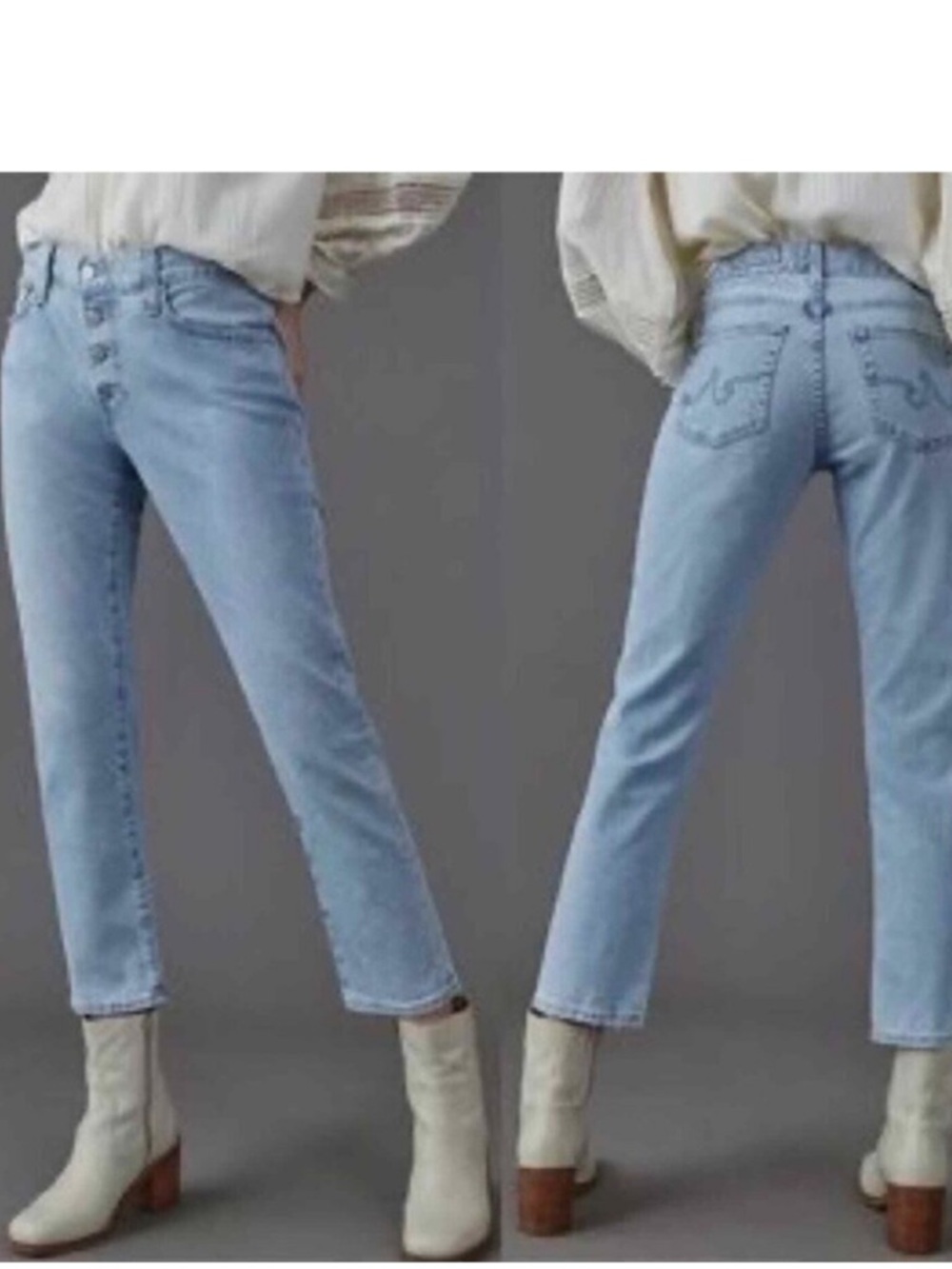 AG for Anthropologie Nolan Ankle Button Fly Jeans Size 26R